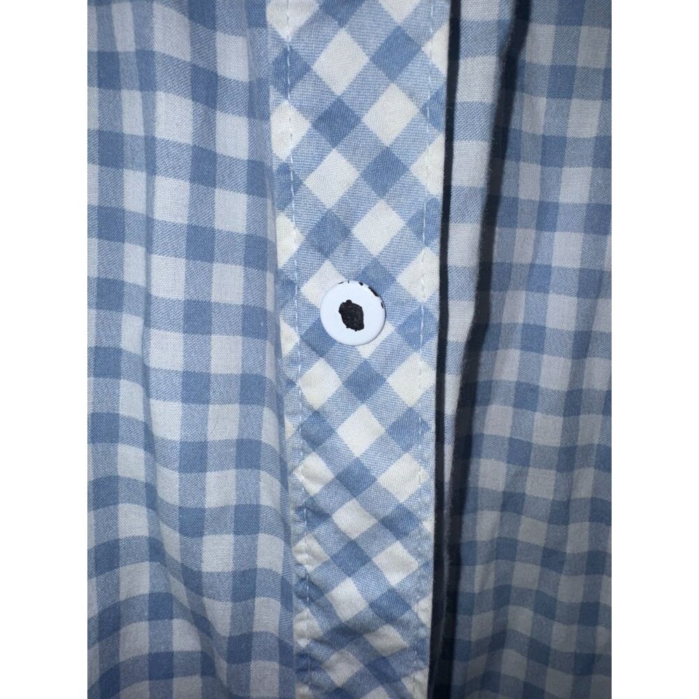 Vintage Kelly Reed Blue Gingham & Polka Dot House Dress With Pockets Size Large - Picture 6 of 8